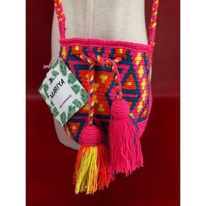 Mariya Luxury 100% Handmade Woven Bright Colorful Small Crossbody Tassel Bag NWT